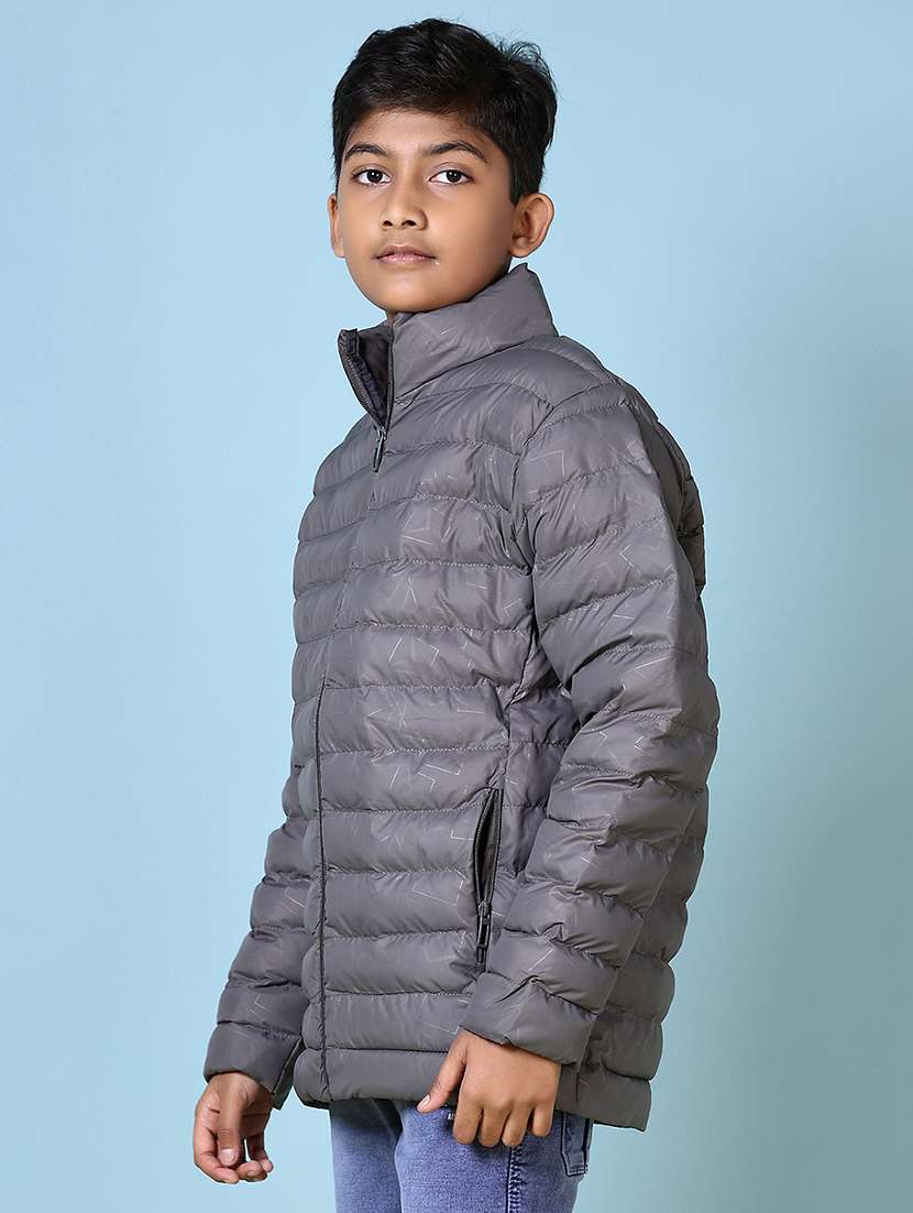 boys solid long sleeve quilted jacket - 21580105 -  Standard Image - 2