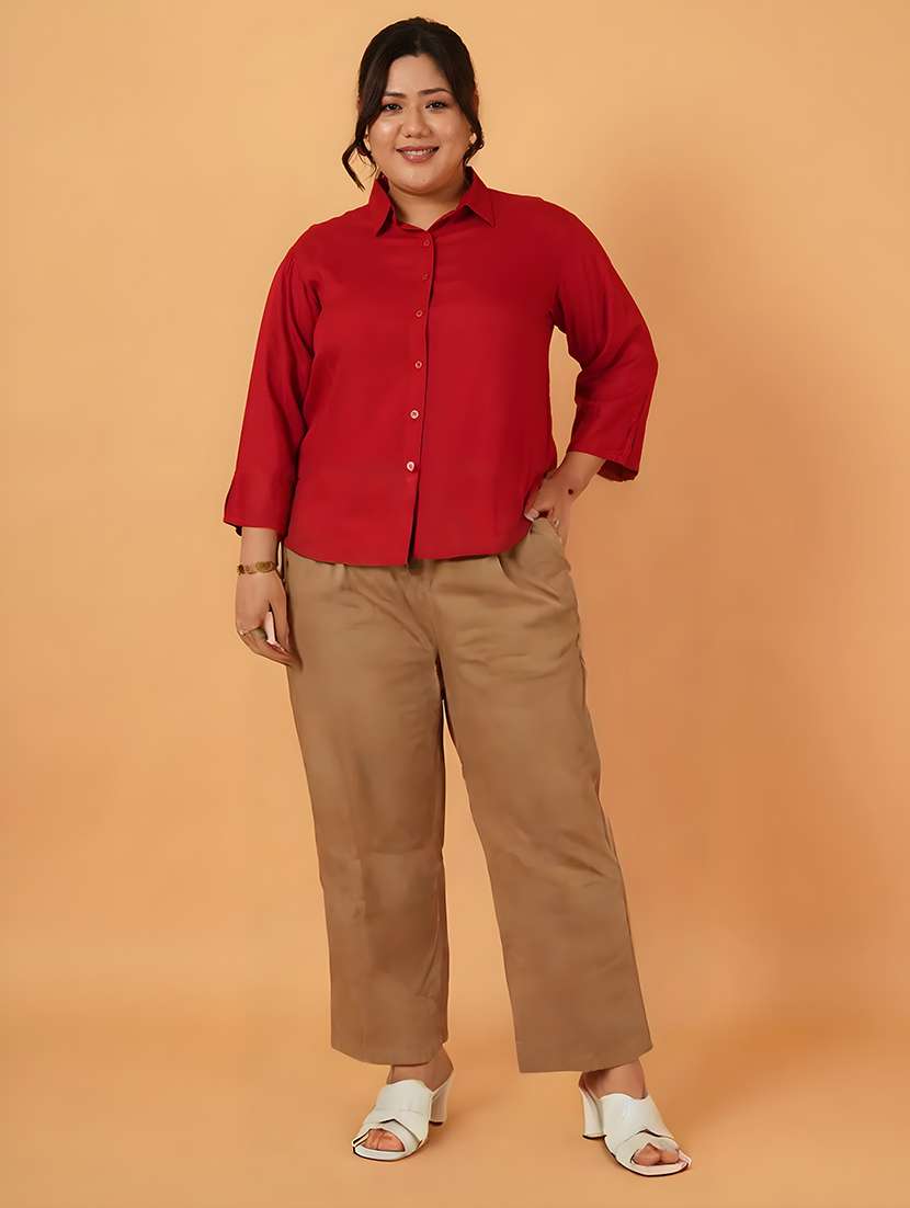 women plus size solid collared shirt 