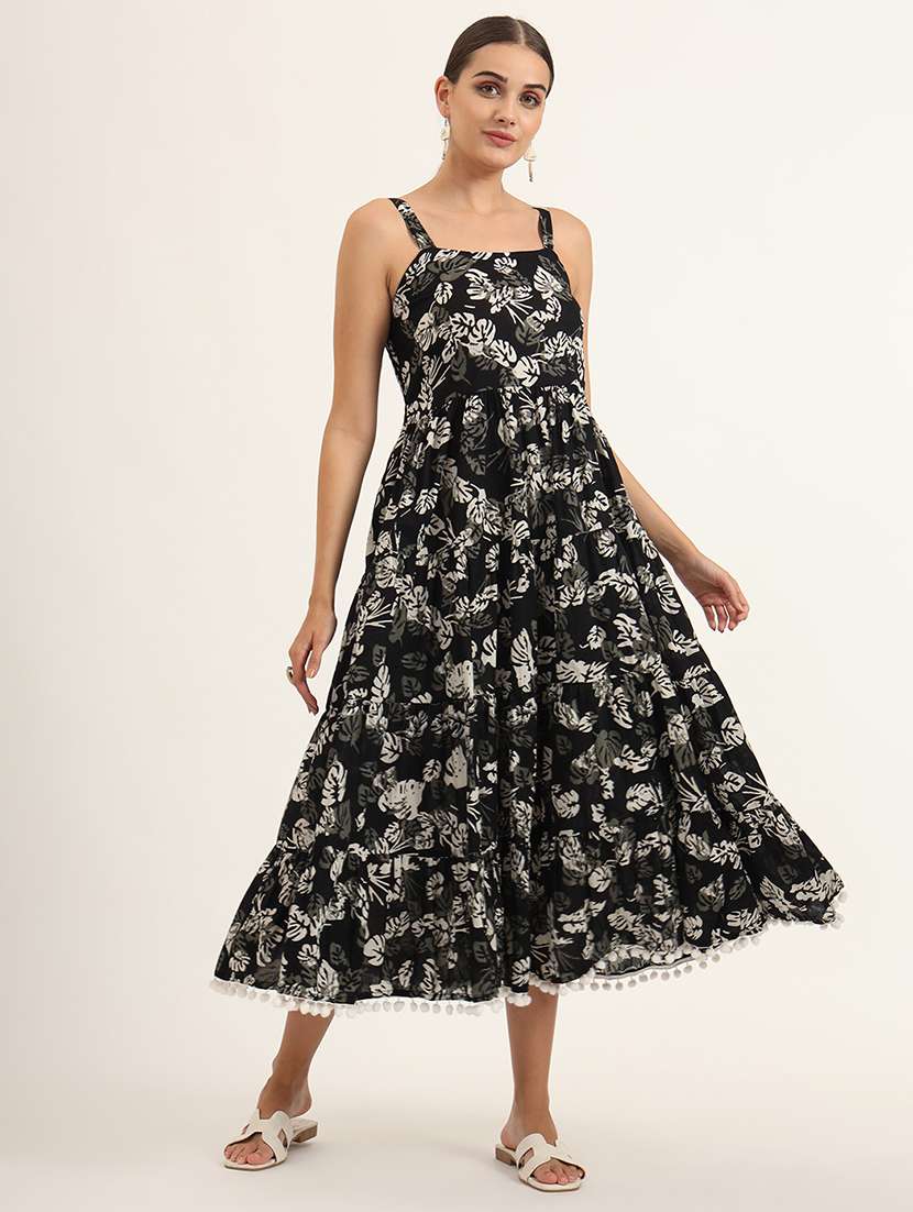 women black printed tiered ethnic dress - 21580812 -  Standard Image - 2