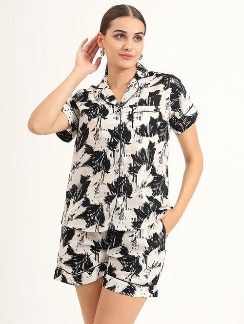 women printed shirt & shorts nightwear set - 21580847 -  Standard Image - 0