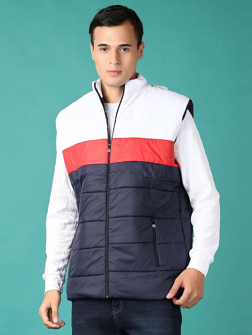 men color block sleeveless quilted jacket