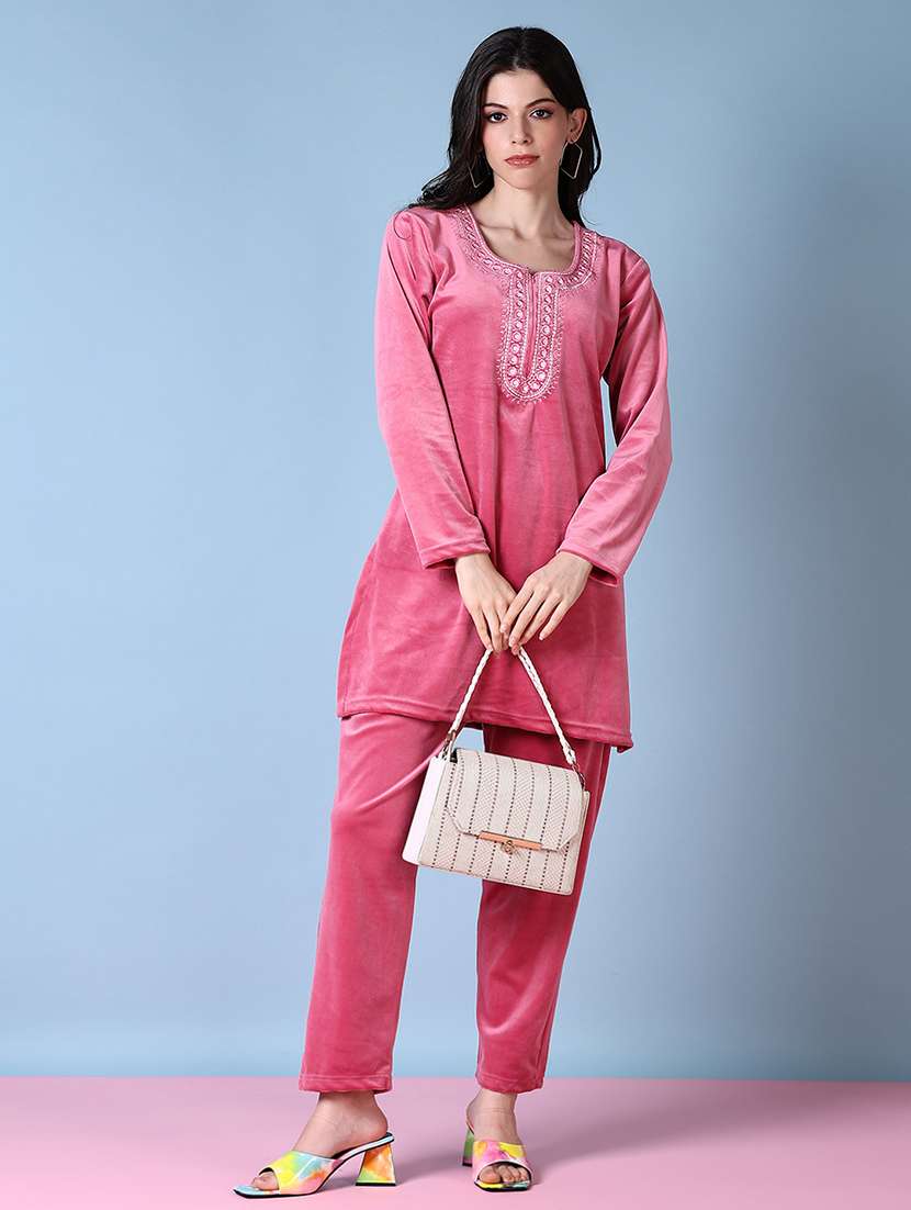 women pink embroidered kurta pant set - 21580936 -  Standard Image - 2