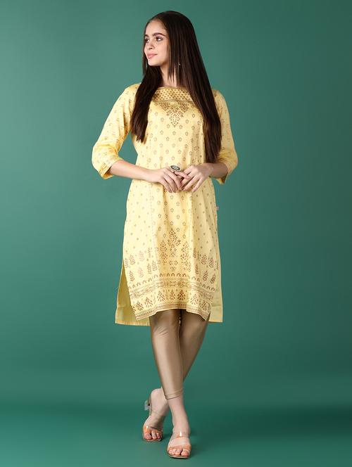 women printed three quarter sleeves straight kurta - 21580951 - Standard Image - 0