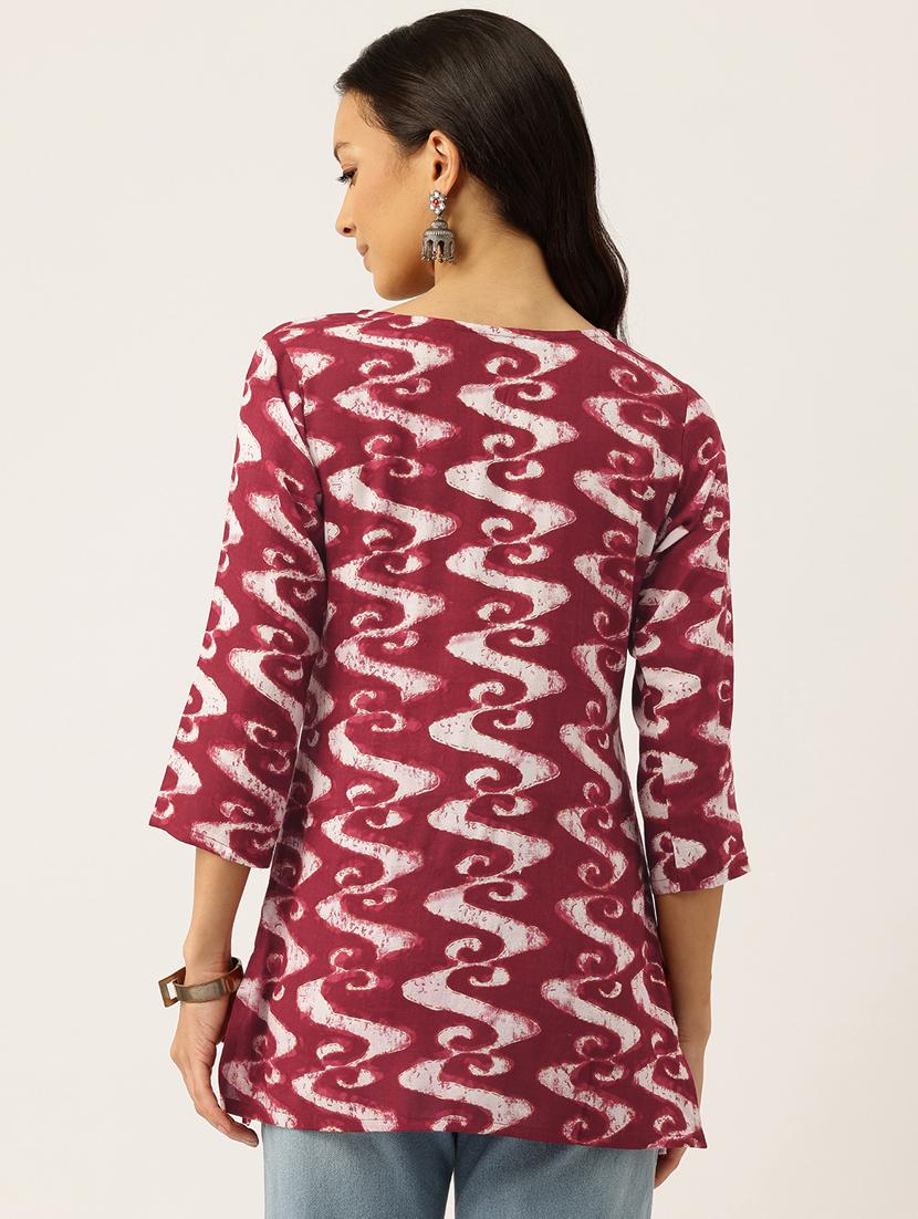 women three quarter sleeve straight kurti - 21581170 - Standard Image - 2