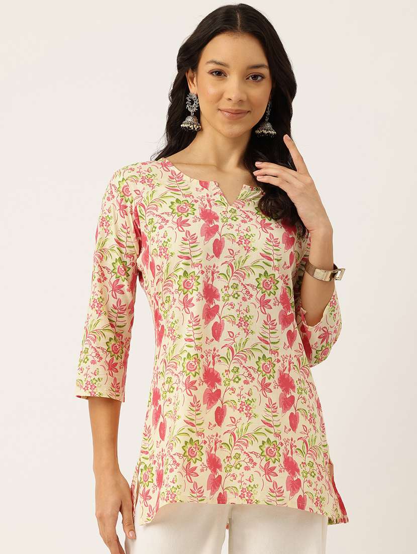 women floral print short kurti