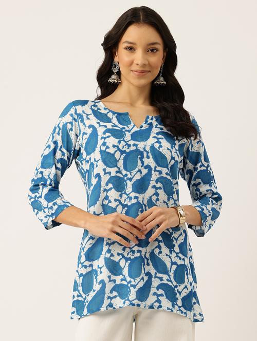 women paisley print notch neck short kurti - 21581179 -  Standard Image - 0