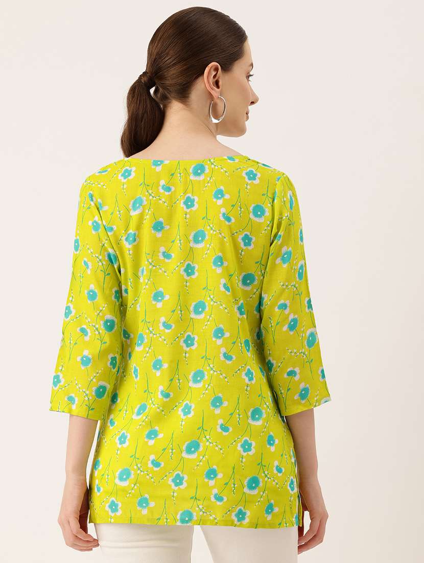 women three quarter sleeve straight kurti - 21581180 -  Standard Image - 2