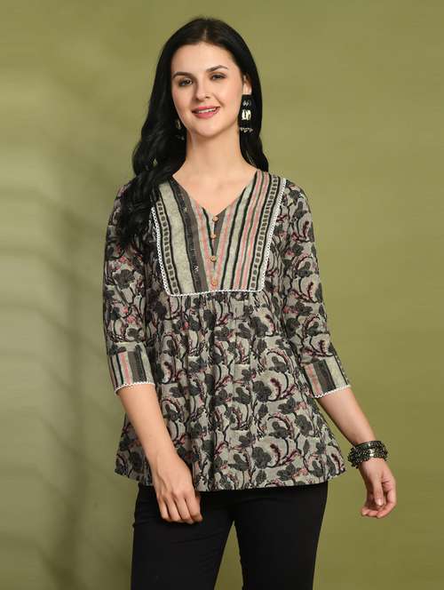 women printed a-line short kurti - 21581194 -  Standard Image - 0