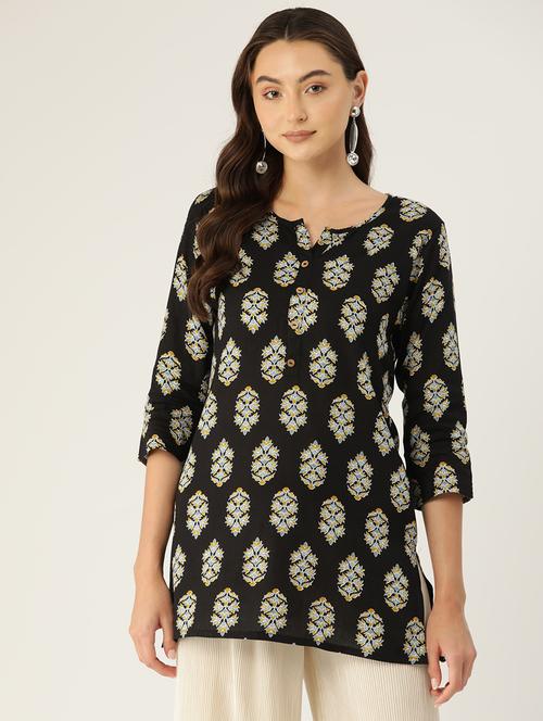 women printed three quarter sleeve short kurti - 21581206 - Standard Image - 0
