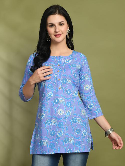 women three quarter sleeve straight kurti - 21581209 -  Standard Image - 0