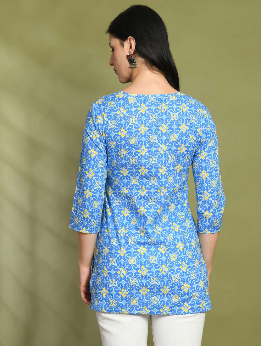 women three quarter sleeve straight kurti - 21581213 -  Standard Image - 2