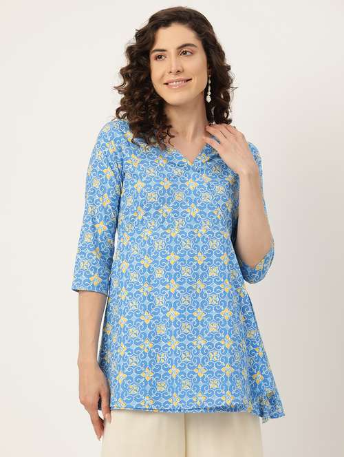 women three quarter sleeve angrakha kurti - 21581218 - Standard Image - 0
