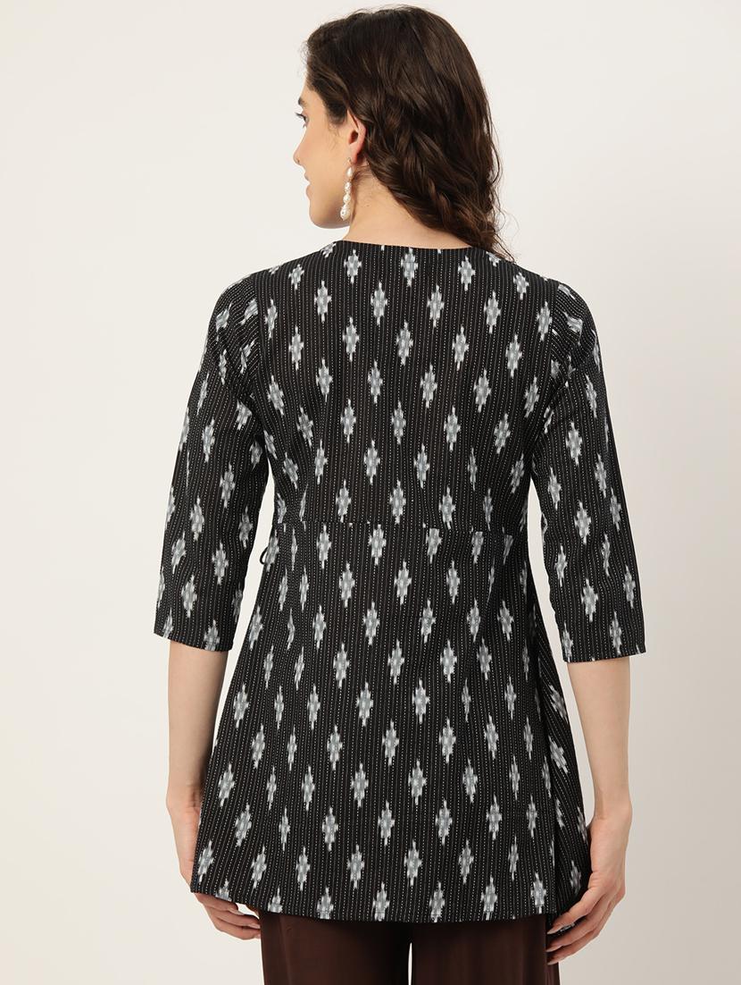 women three quarter sleeve angrakha kurti - 21581219 - Standard Image - 2