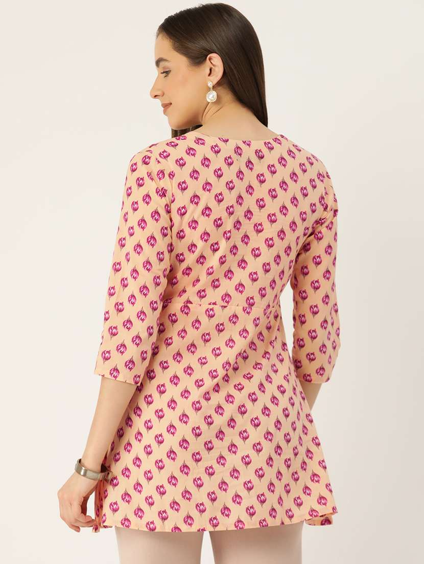 women three quarter sleeve angrakha kurti - 21581221 -  Standard Image - 2