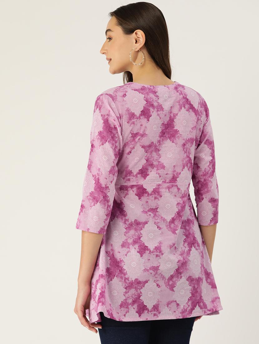 women printed three quarter sleeve angrakha kurti - 21581232 - Standard Image - 2