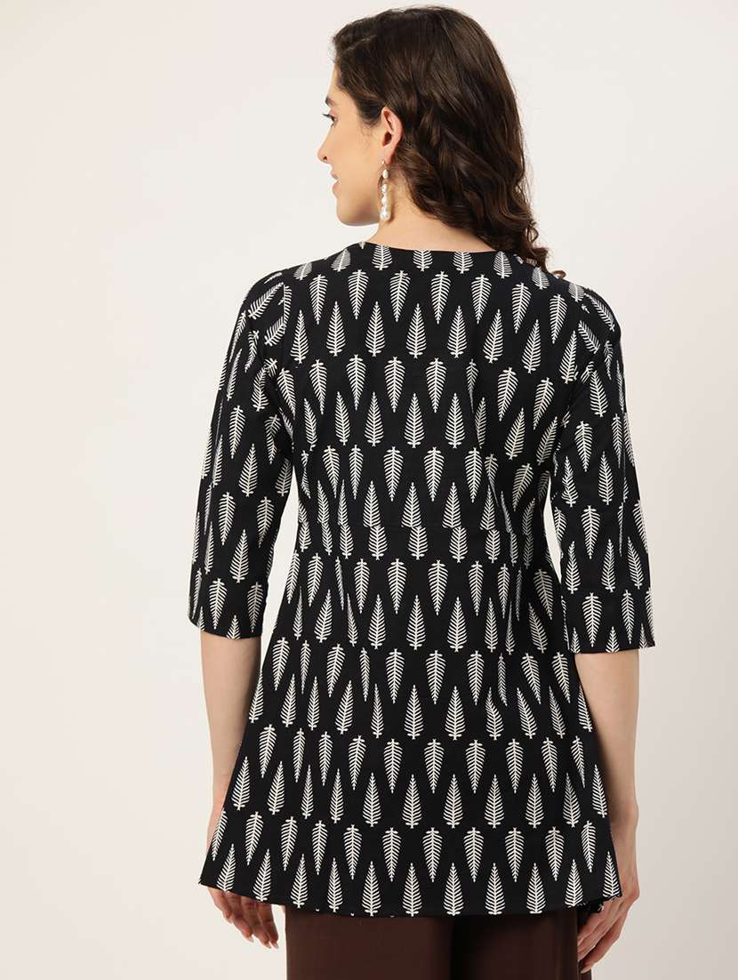 women three quarter sleeve angrakha kurti - 21581238 -  Standard Image - 2