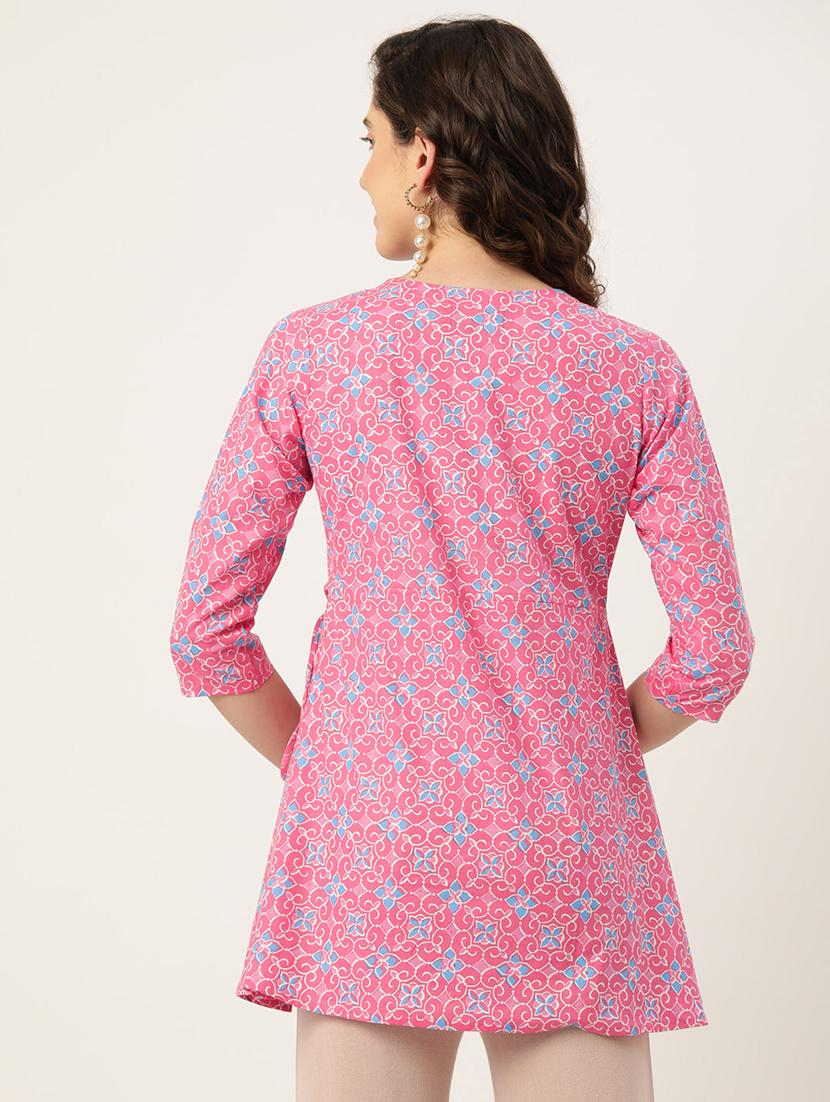 women printed three quarter sleeve angrakha kurti - 21581239 - Standard Image - 2