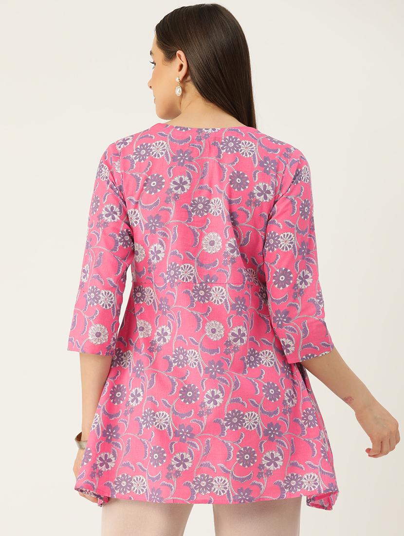 women three quarter sleeve angrakha kurti - 21581240 - Standard Image - 2