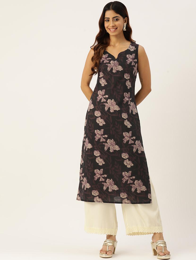 women printed sleeveless straight kurta - 21581242 - Zoom Image - 0
