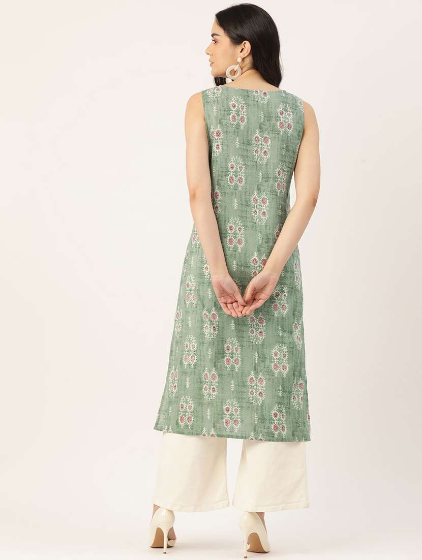 women printed sleeveless straight kurta - 21581243 - Standard Image - 2