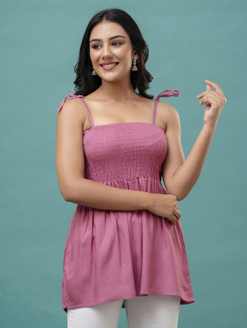 women solid sleeveless flared top - 21581254 - Zoom Image - 0