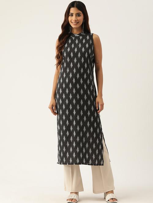 women printed sleeveless straight kurta - 21581264 -  Standard Image - 0