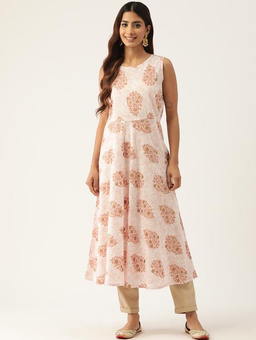 women printed sleeveless a-line kurta - 21581268 -  Standard Image - 0