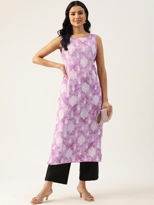 women printed sleeveless straight kurta - 21581270 -  Standard Image - 0