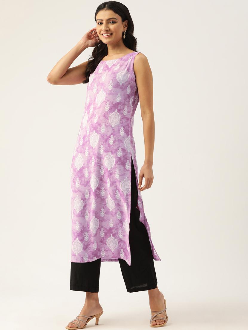 women printed sleeveless straight kurta - 21581270 - Standard Image - 2