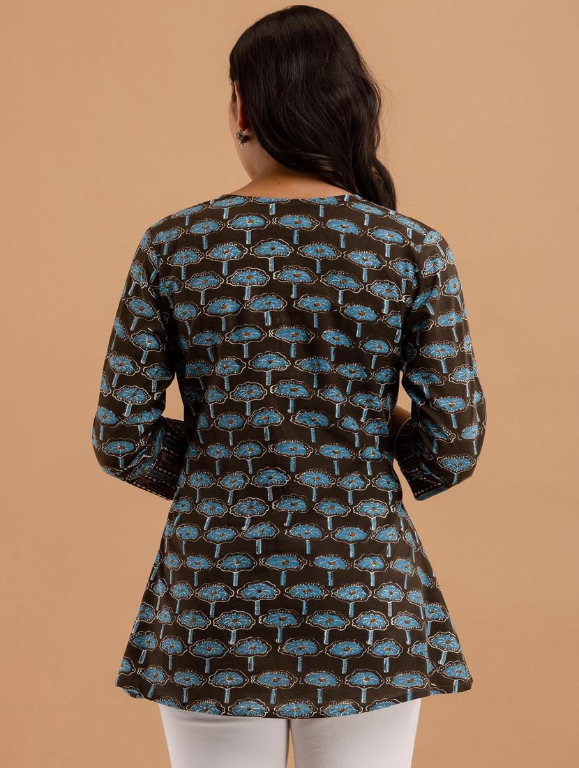 women printed three quarter sleeve short kurti - 21581273 - Standard Image - 2