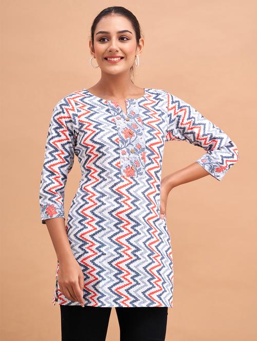women three quarter sleeve straight kurti - 21581275 -  Standard Image - 0