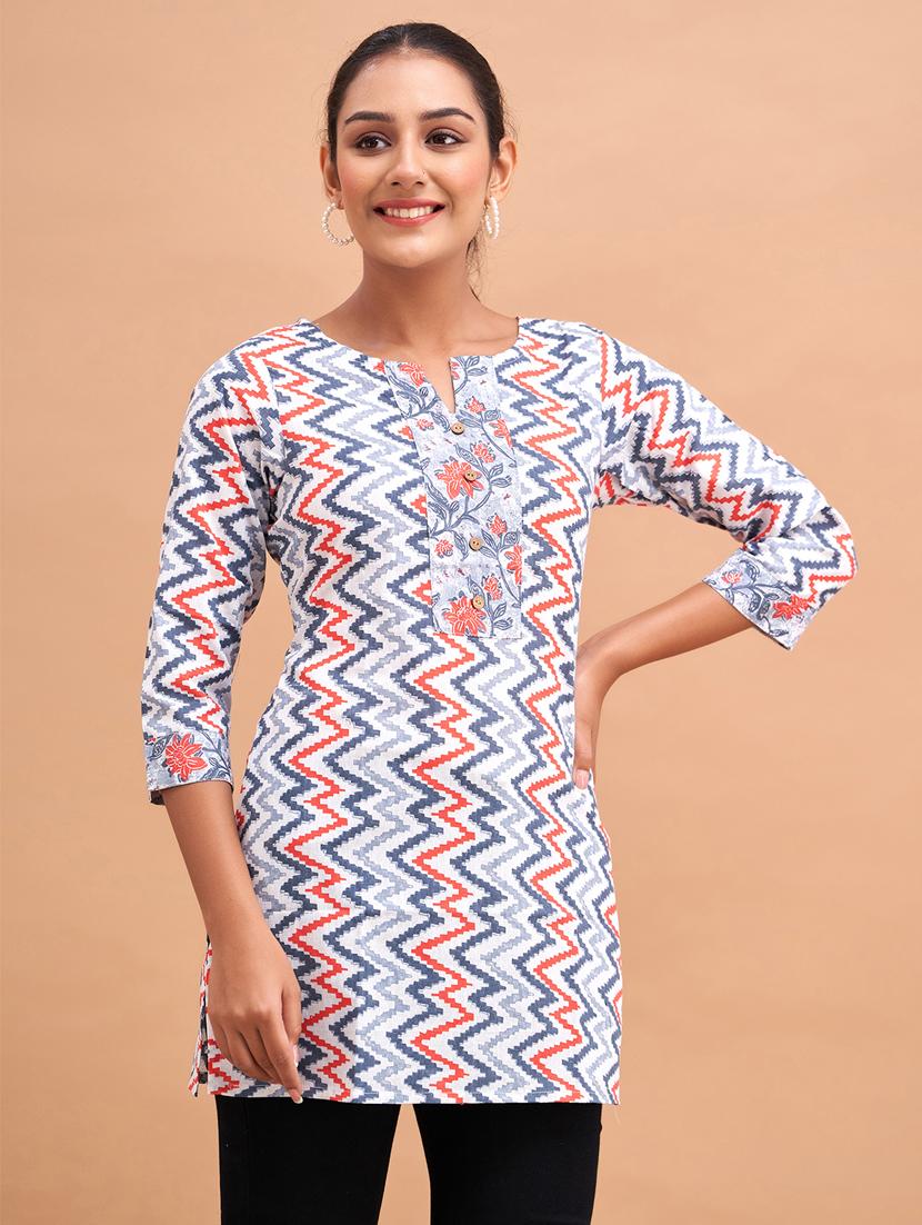 women three quarter sleeve straight kurti - 21581275 -  Zoom Image - 0