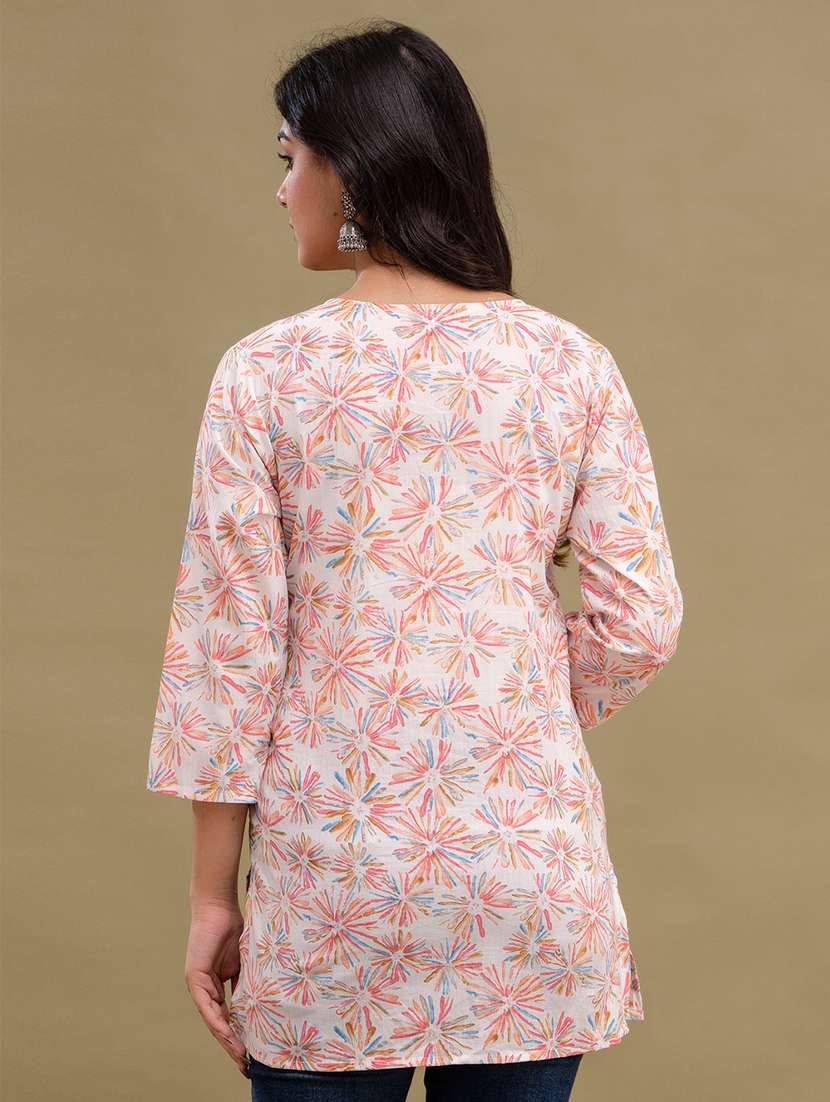 women three quarter sleeve straight kurti - 21581280 -  Standard Image - 2