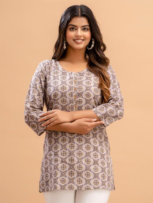 women three quarter sleeve straight kurti - 21581287 - Standard Image - 0