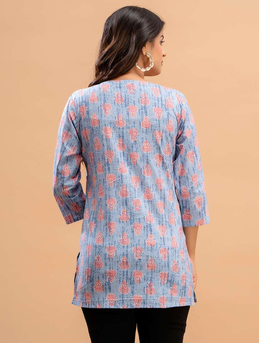 women three quarter sleeve straight kurti - 21581288 -  Standard Image - 2