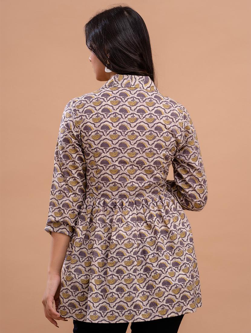 women three quarter sleeve flared kurti - 21581297 - Standard Image - 2