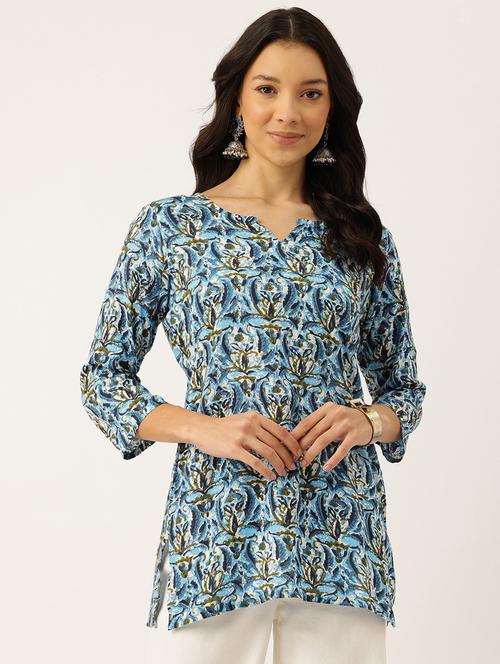 women printed three quarter sleeve short kurti - 21581304 - Standard Image - 0