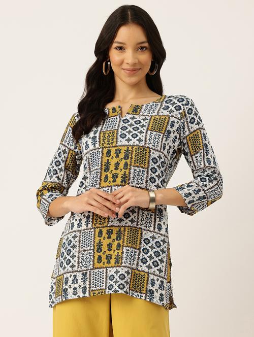 women three quarter sleeve straight kurti - 21581305 -  Standard Image - 0
