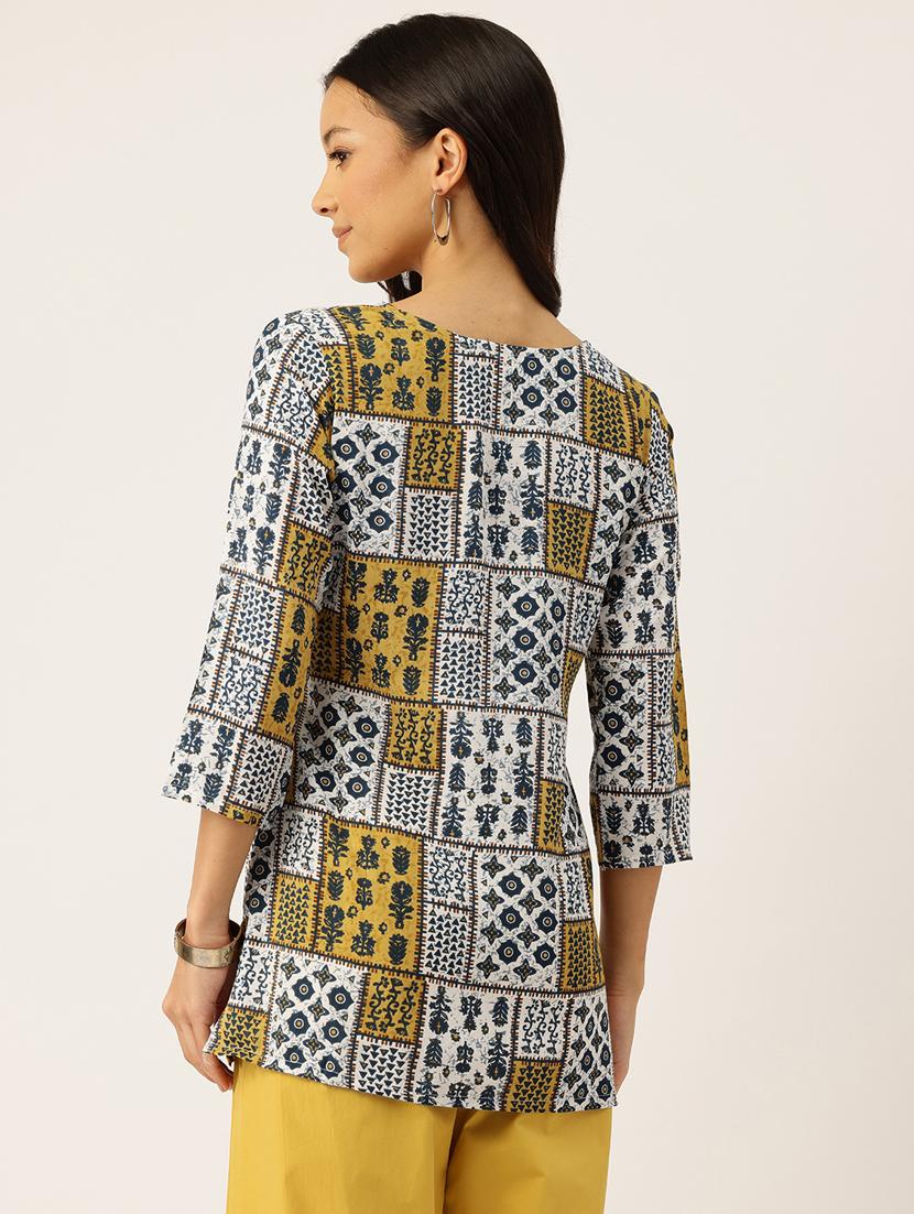 women three quarter sleeve straight kurti - 21581305 - Standard Image - 2