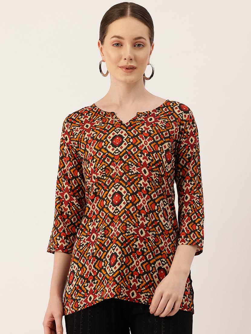 women printed three quarter sleeve short kurti - 21581306 - Zoom Image - 0