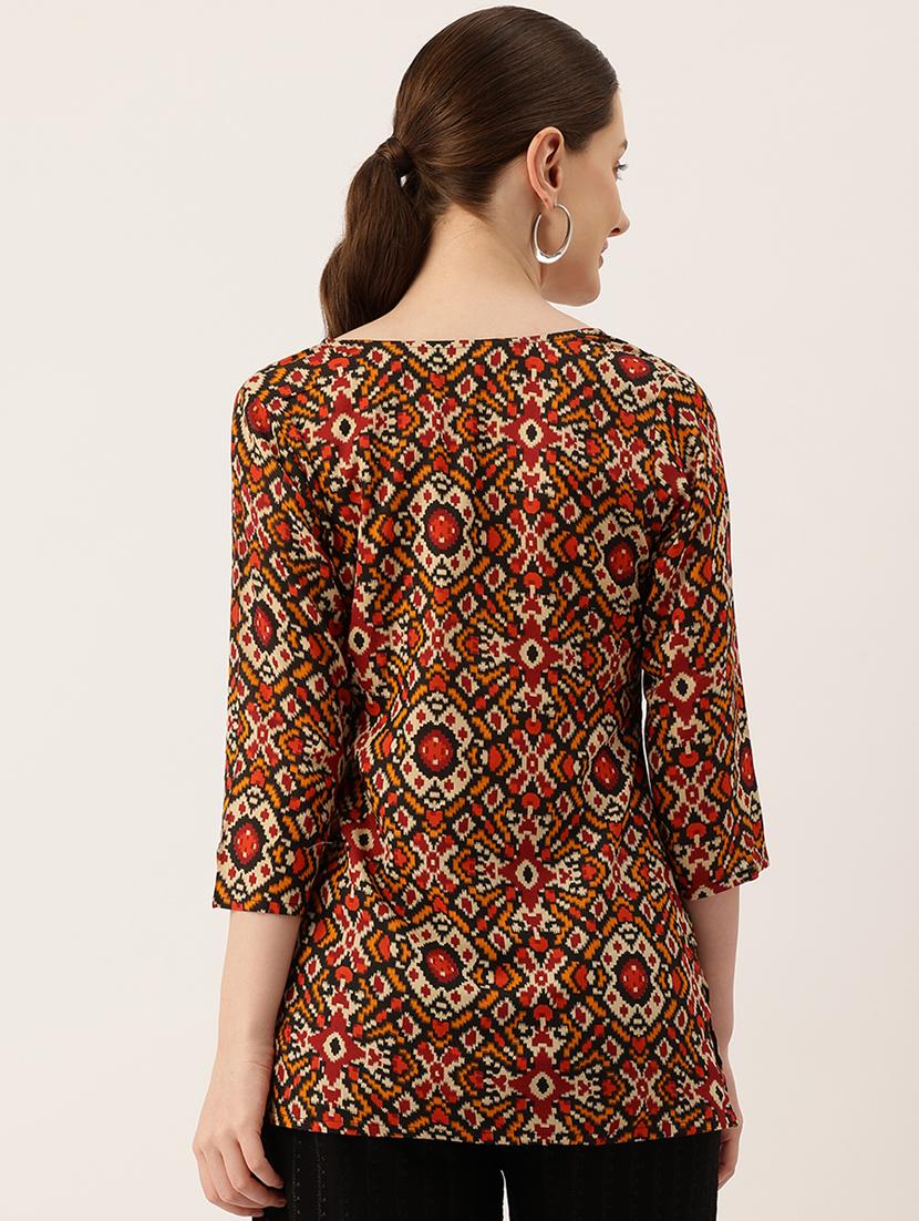 women printed three quarter sleeve short kurti - 21581306 - Standard Image - 2