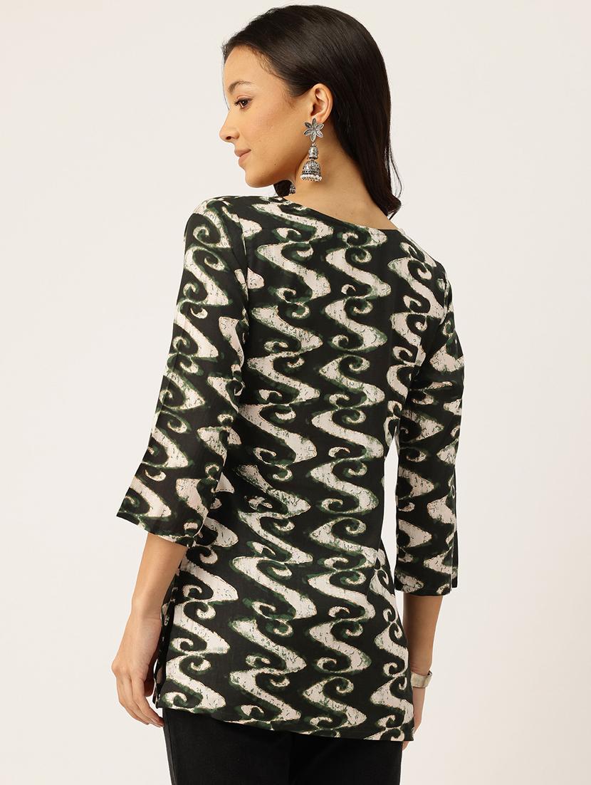 women printed three quarter sleeve short kurti - 21581307 - Standard Image - 2