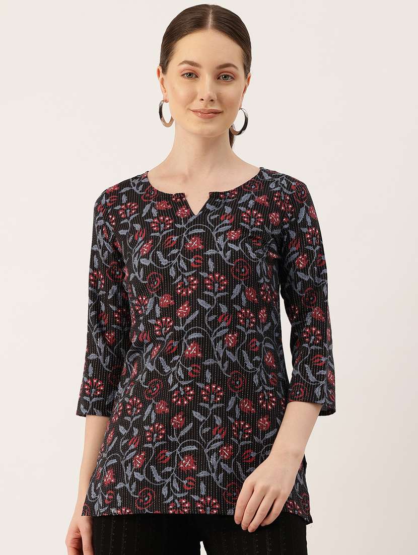 women three quarter sleeve straight kurti