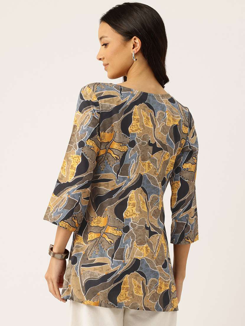 women three quarter sleeve straight kurti - 21581315 - Standard Image - 2