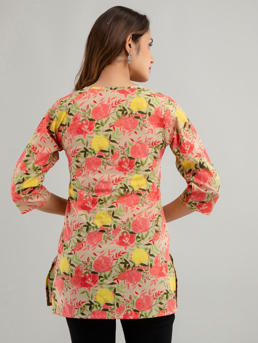 women three quarter sleeve straight kurti - 21581359 - Standard Image - 2