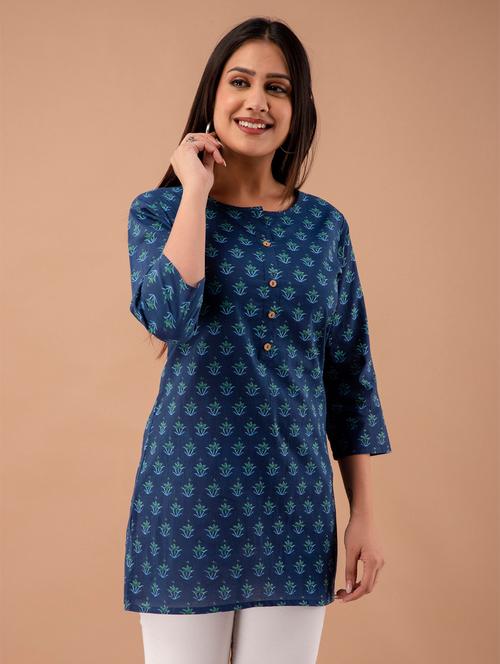 women printed three quarter sleeve short kurti - 21581363 - Standard Image - 0