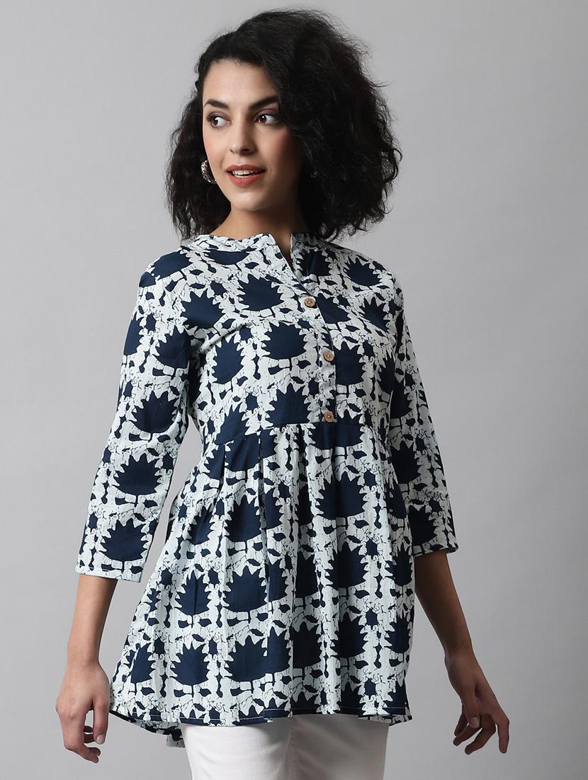 women printed three quarter sleeve short kurti - 21581370 - Standard Image - 2