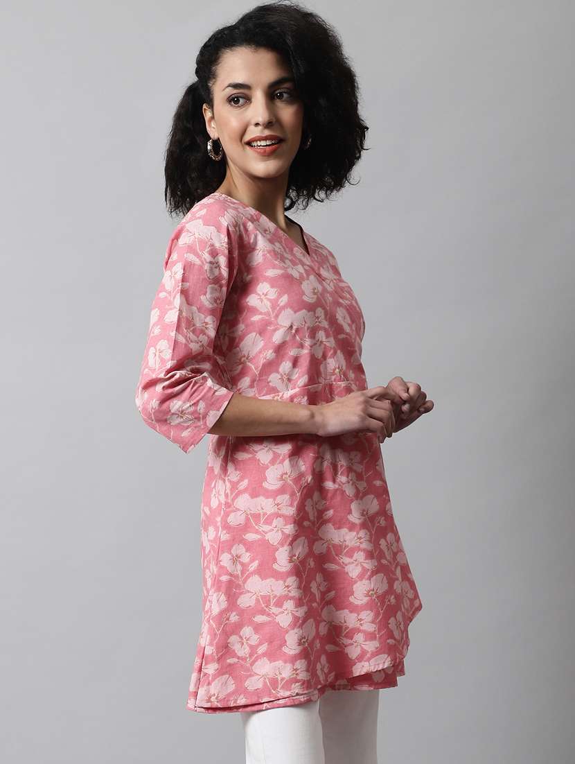 women three quarter sleeve angrakha kurti - 21581371 - Standard Image - 2