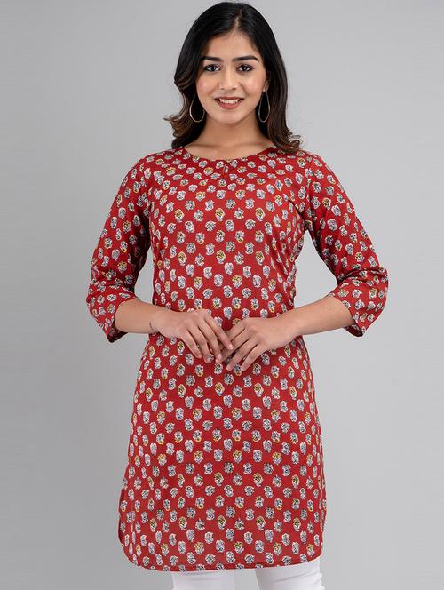 women three quarter sleeve straight kurti - 21581380 - Standard Image - 0