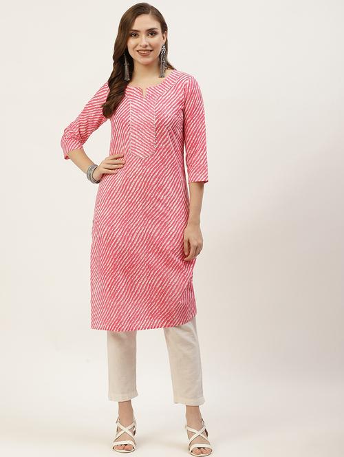 women pink leheriya printed straight kurta - 21581391 - Standard Image - 0